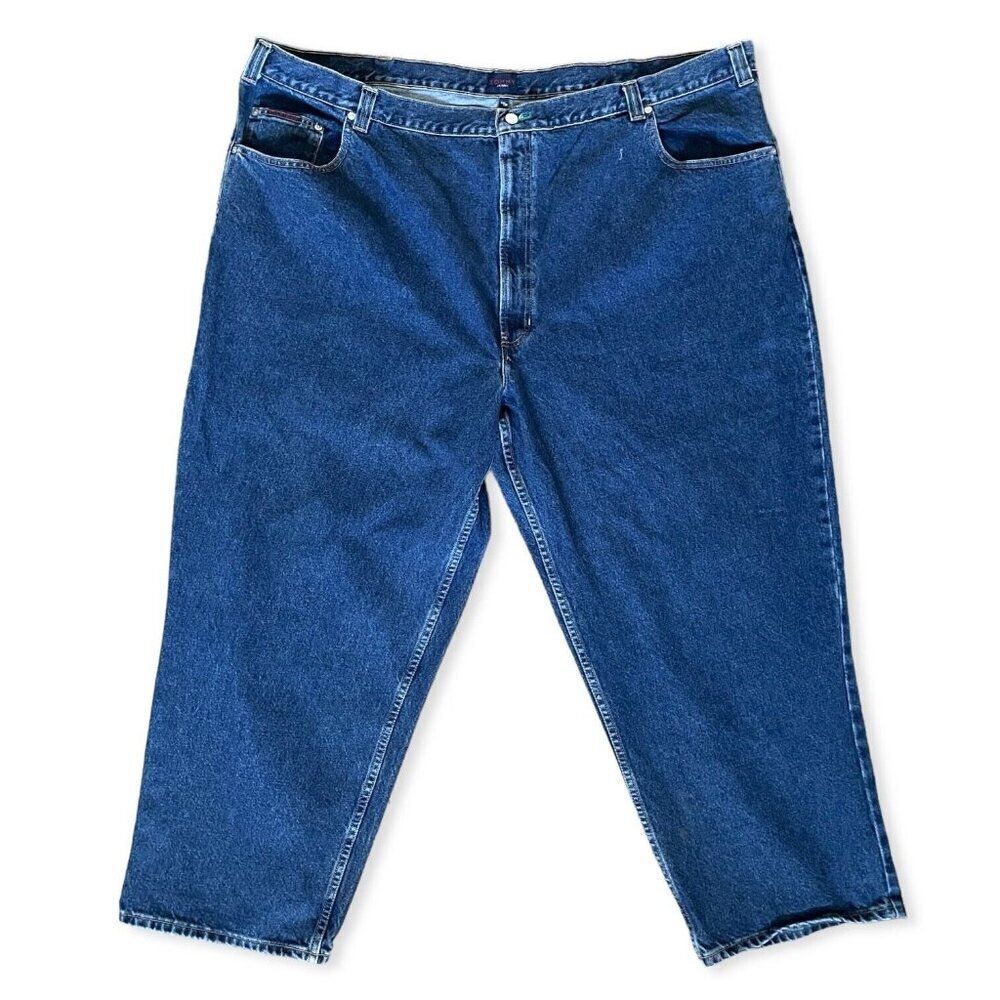 Tommy Hilfiger Men Relaxed Jean Size 54 x 30 Blue Denim 100% Cotton Straight 90s